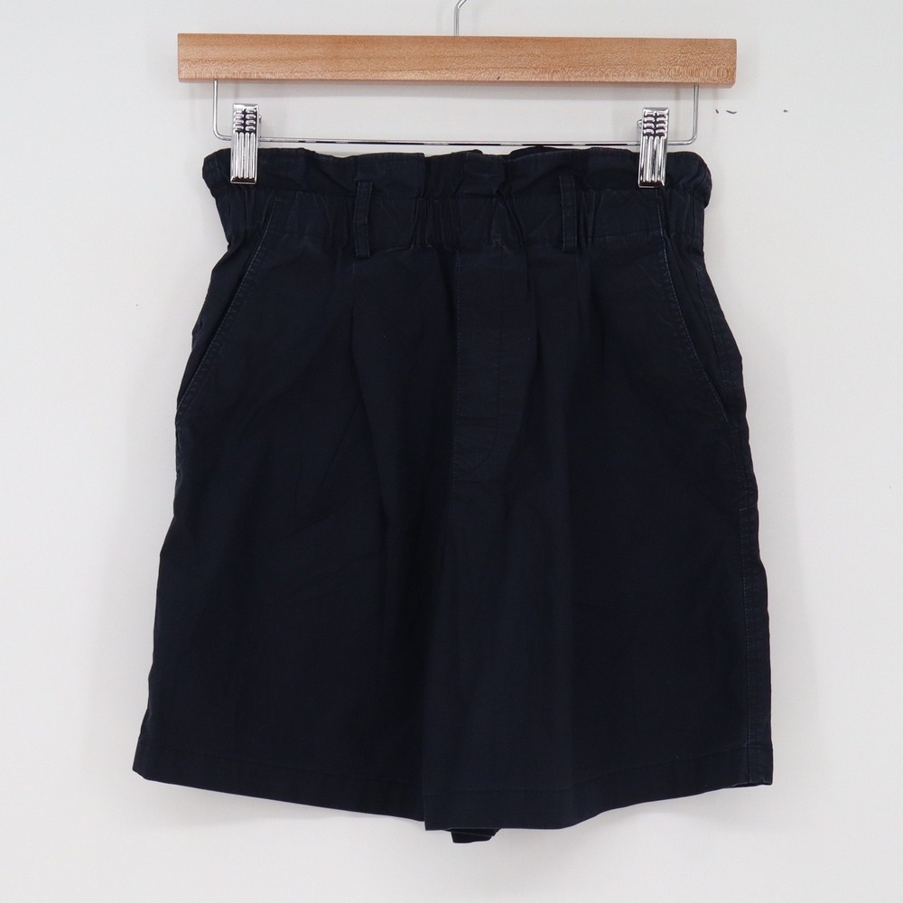 Uniqlo Shorts Womens XS Paperbag Waist Navy Blue Cotton Spandex Excellent